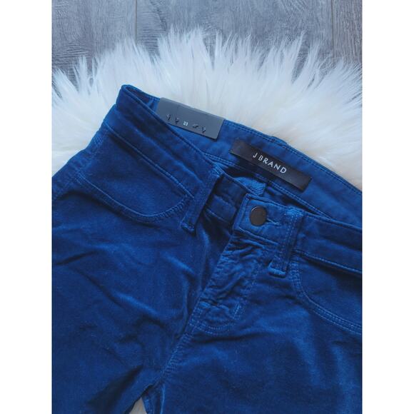 NEW J.BRAND MID-RISE SUPER SKINNY BLUE VELVET PANTS - SIZE 23 - Picture 5 of 11